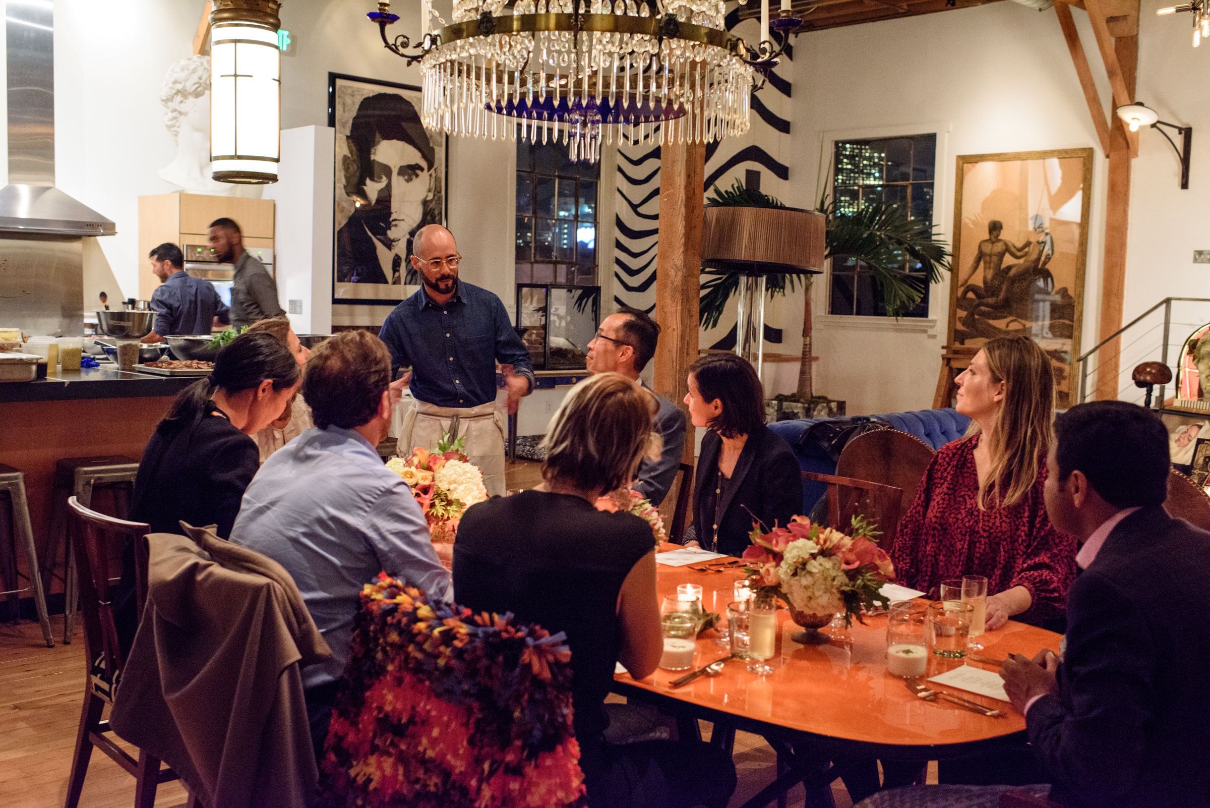 Jaime Tjahaja hosting a private dinner at Ken Fulk's studio, San Francisco