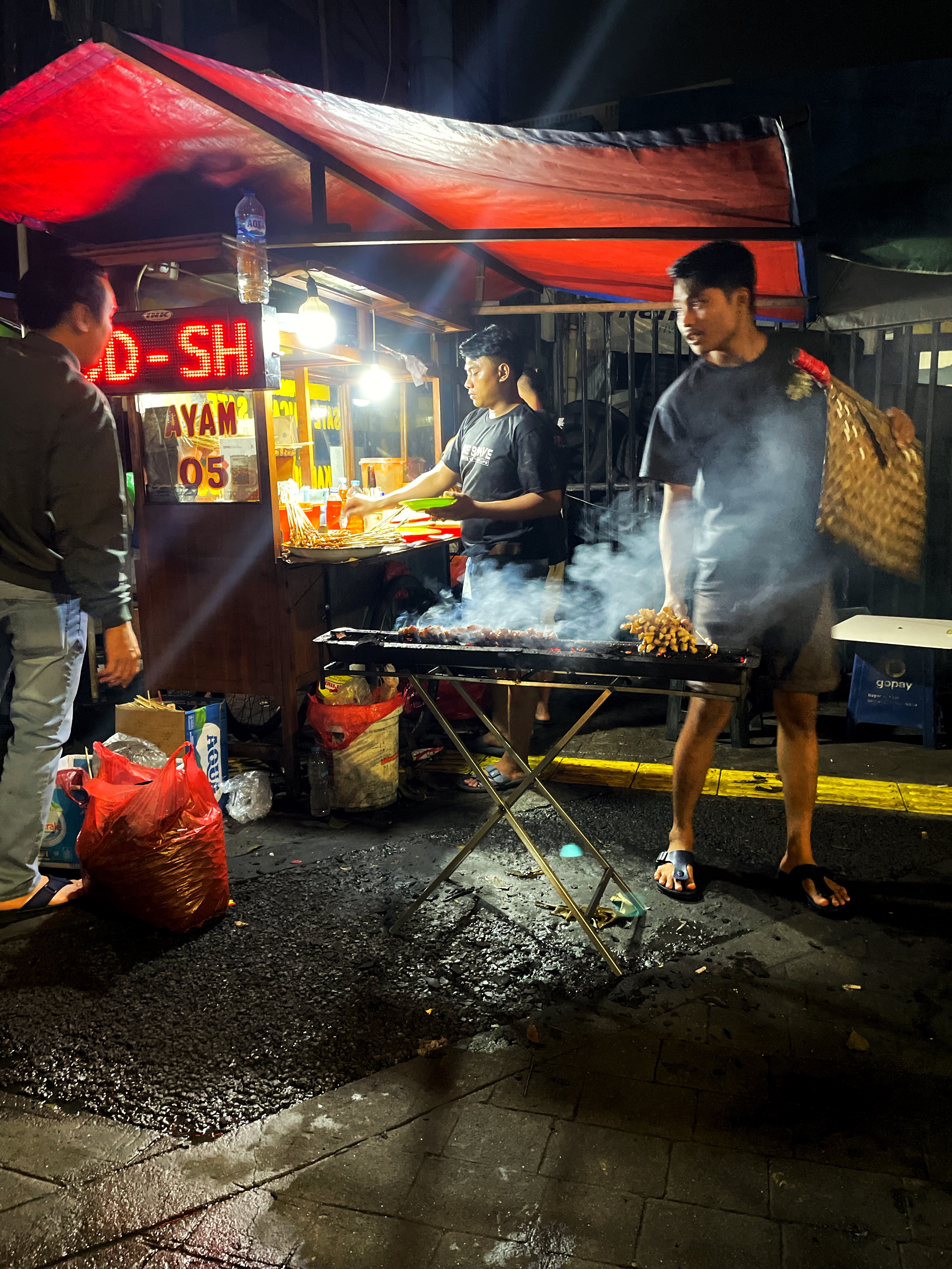 Street satay at night, Indonesia